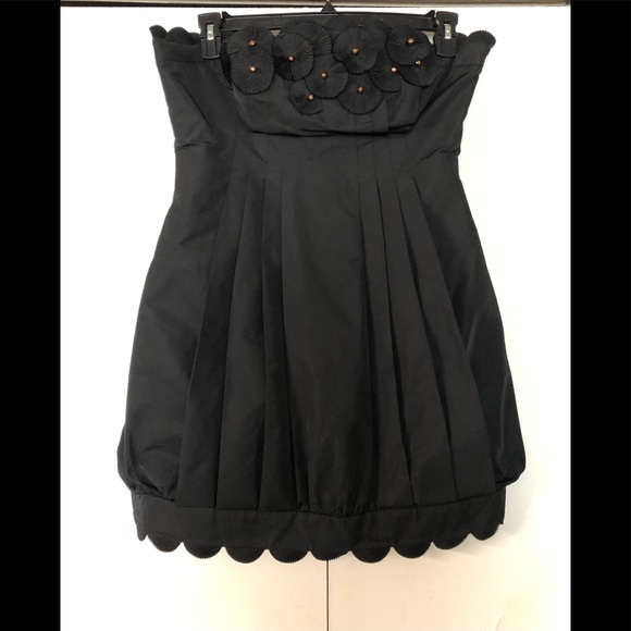 BCBGMaxAzria Pleated Taffeta Tube Top Dress Sz 12 Beaded party - Picture 2 of 16